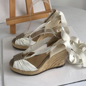 Sold Luxury Rebel Ribbon Wedge Espadrilles - New